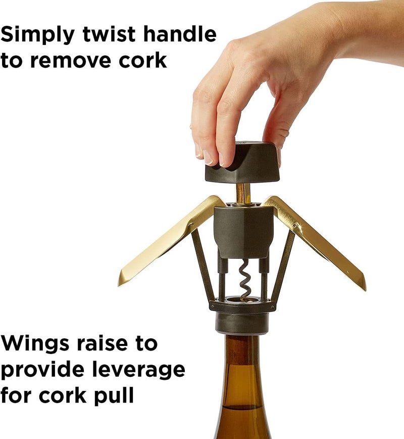 RBT Premium Wing Corkscrew Bottle Opener, Black, Fits Most Wine Bottles - Image 3